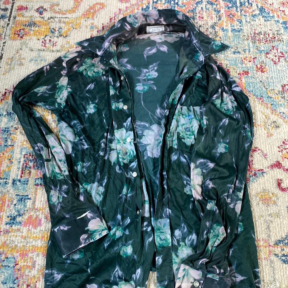 SHEER vintage floral button up